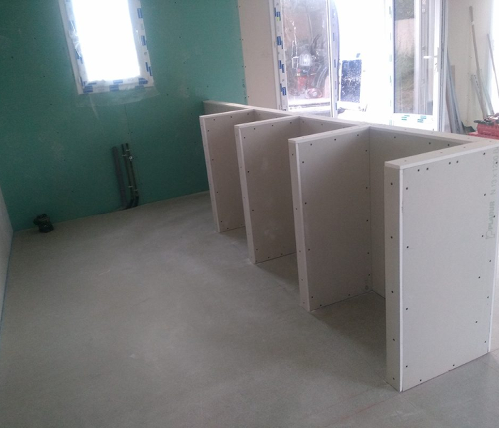 Création d'un bar de cuisine en placo